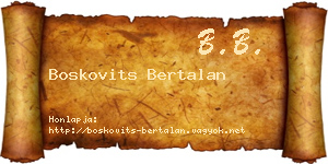 Boskovits Bertalan névjegykártya